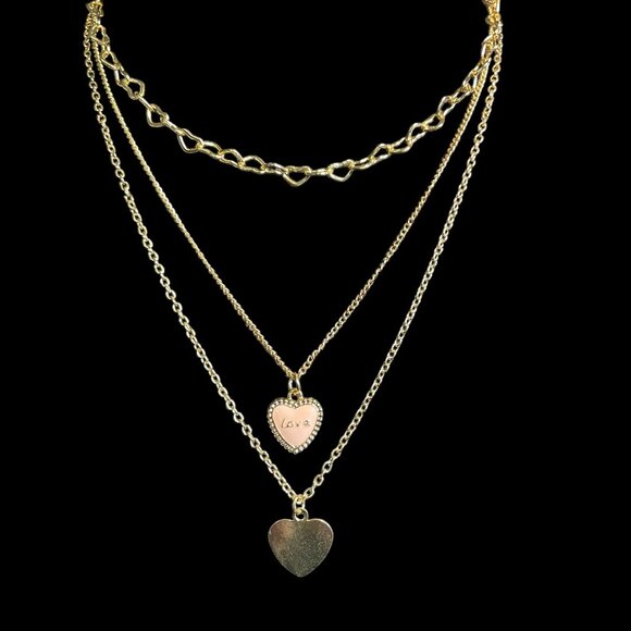 Isaac Mizrahi Gold Layered Heart Pendant Necklace/Earring Set Love Charm Dainty - Picture 8 of 10